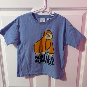 ZARA Blue Tee with Orange Gorilla Graphic